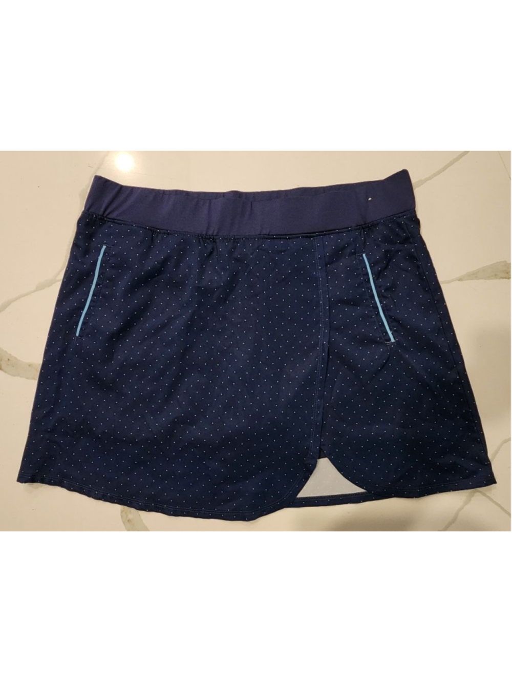 Pebble Beach Dry-Luxe Performance Skort XL Navy Polka Dot Athletic Golf Skirt
